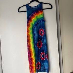 Phish donut tie dye dress ribbed tank dress stretchy